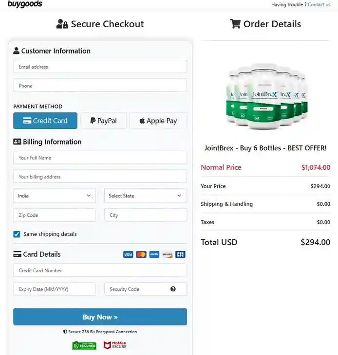 JointBrex Order Page